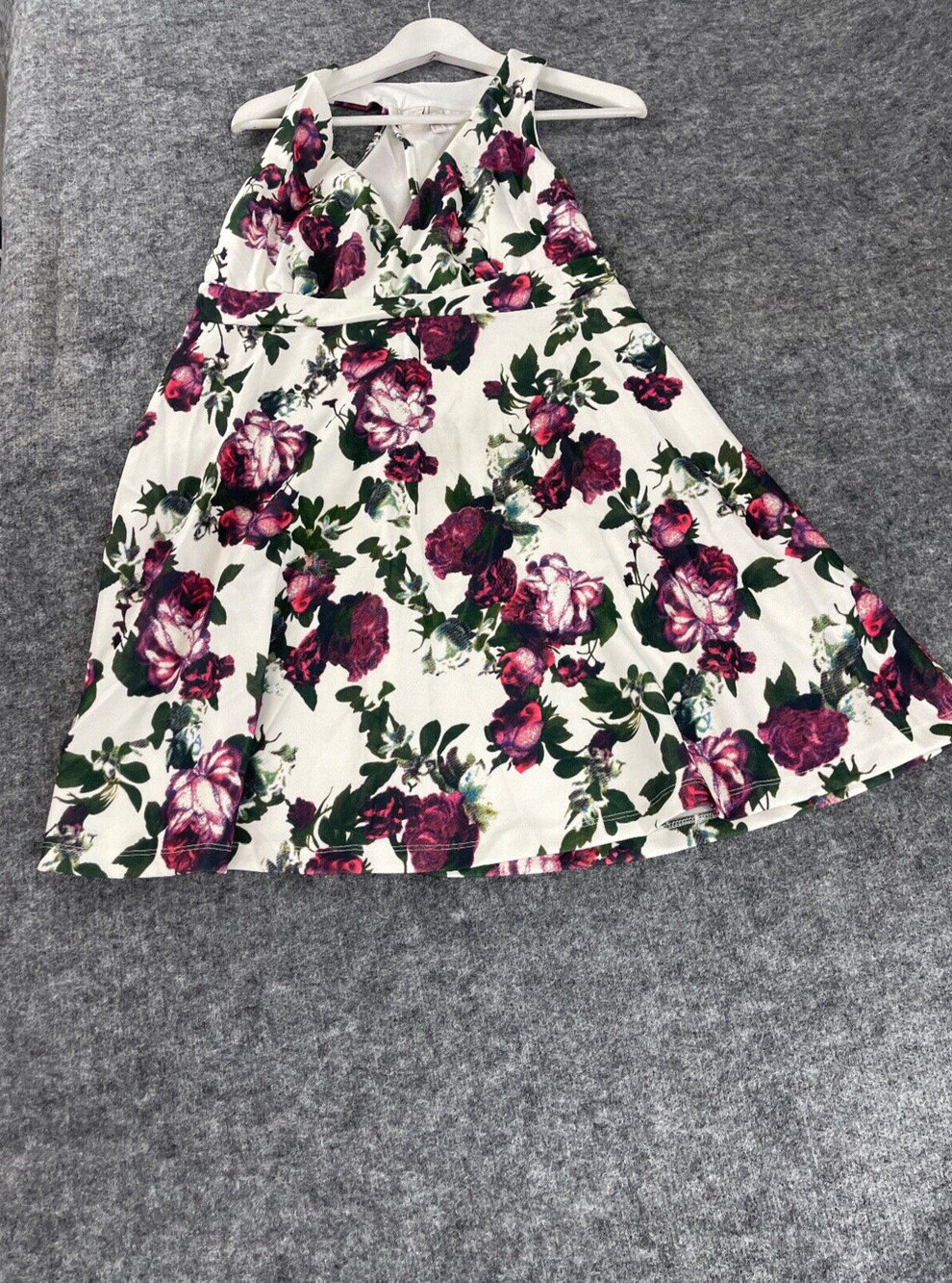 Body Flirt A Line Dress Womens Medium Floral Sleeveless White Red NEW N334